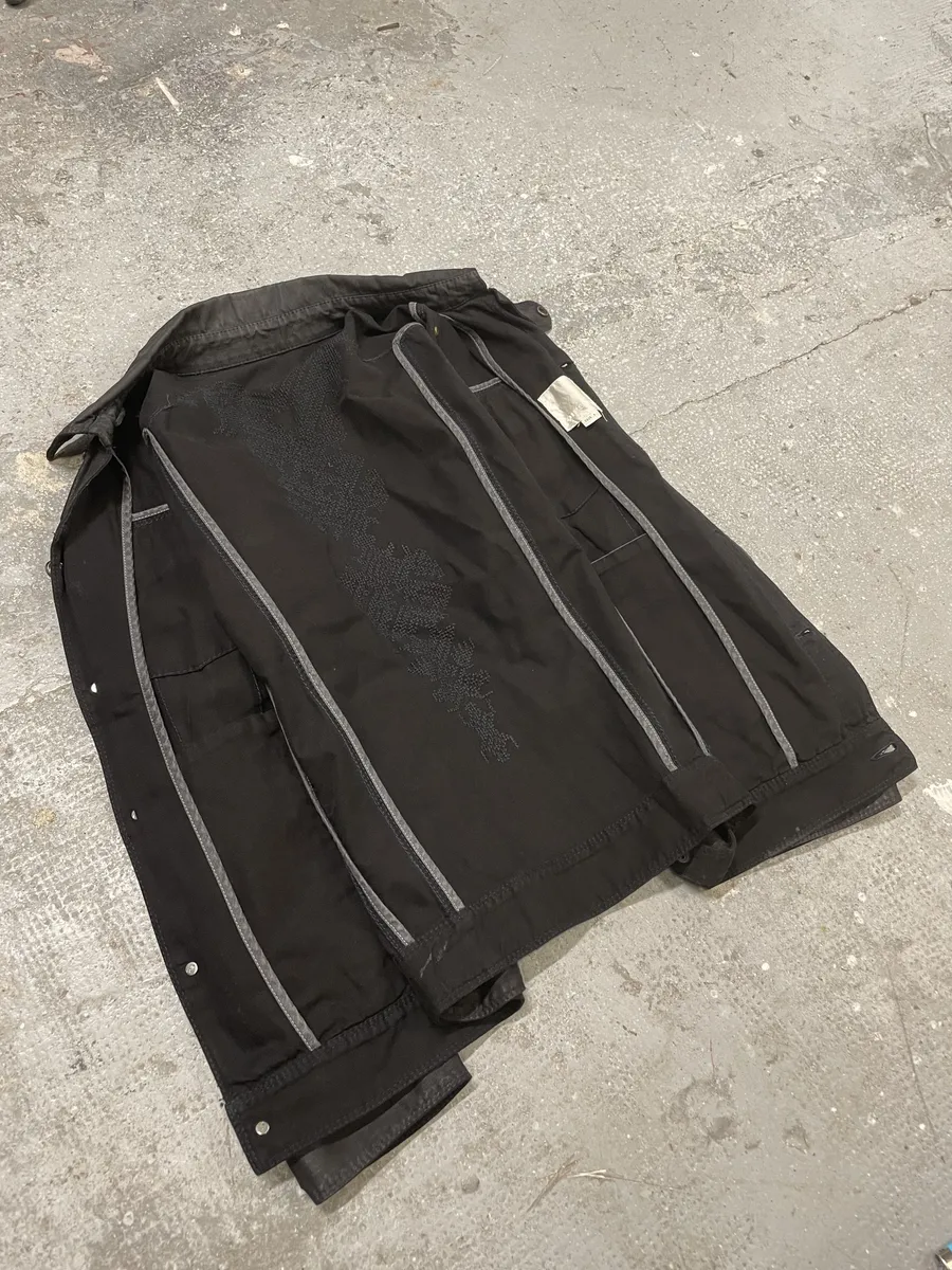 2000s Diesel Black Waxed Effect Dark Buttoned Jacket - Image 7