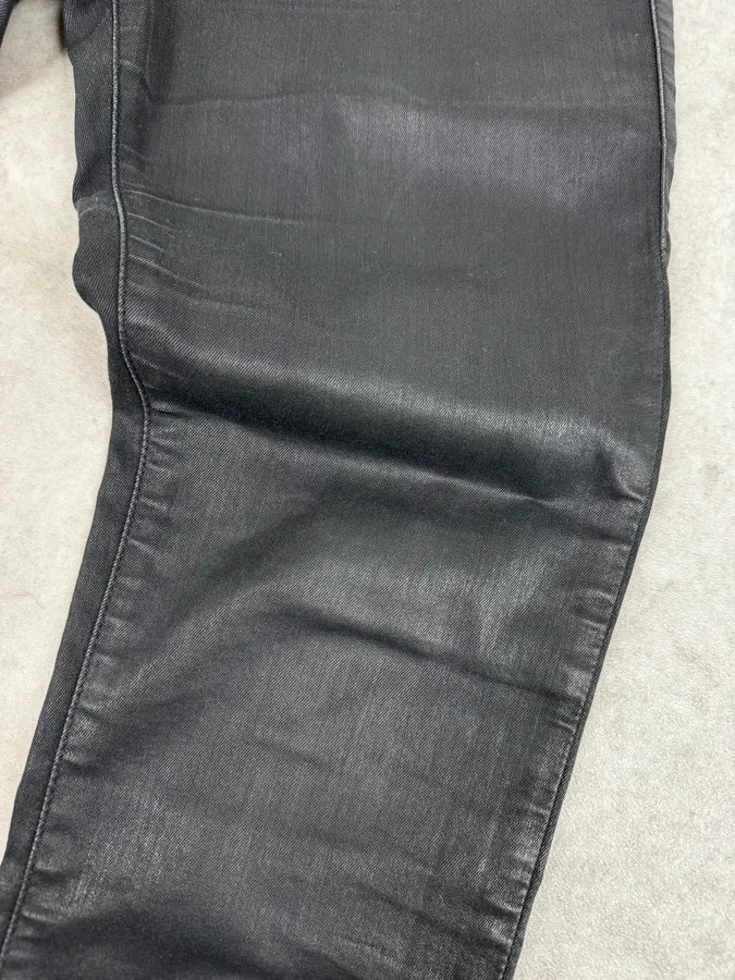 2000s Diesel Black Waxed Skinny Pants - Image 8