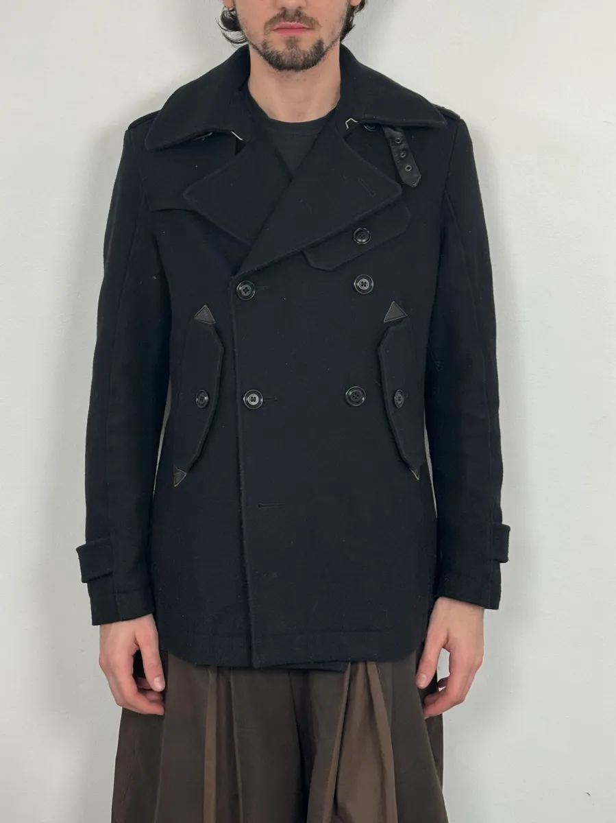 2000s Diesel Black Wool Cabana Buttoned Jacket - Image 2
