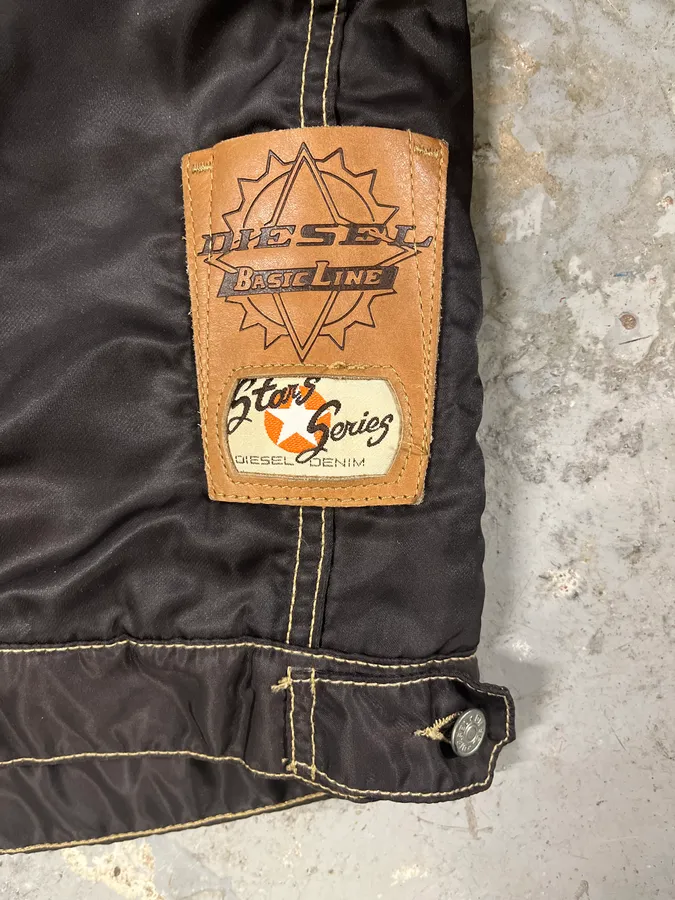 2000s Diesel Boxy Black Nylon Bomber Buttoned Jacket - Image 9
