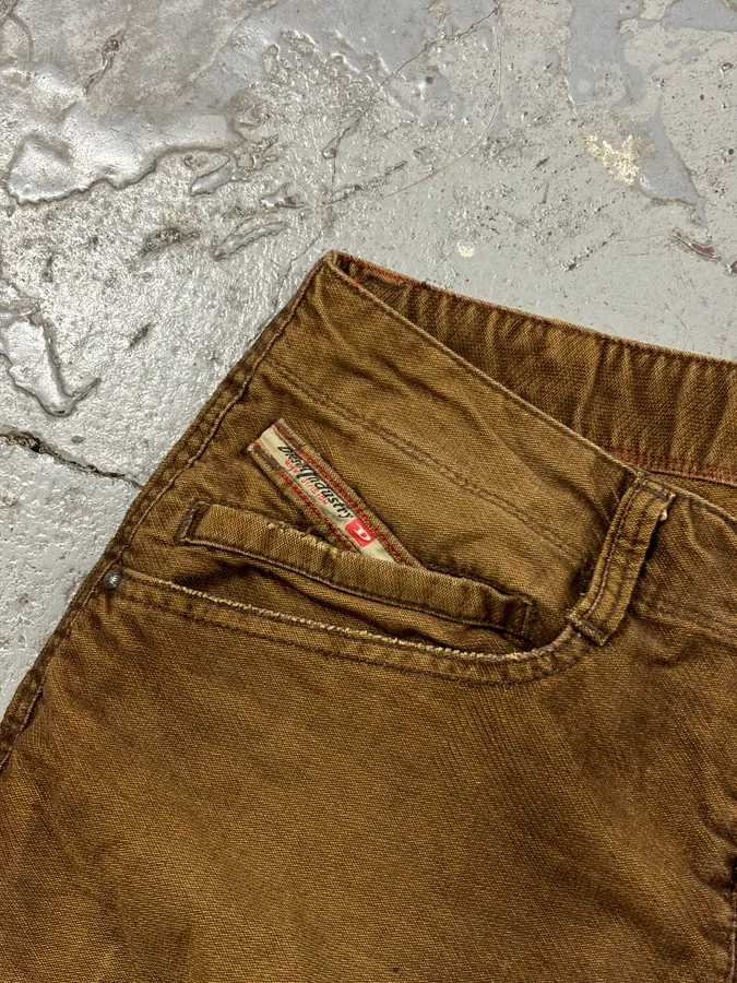 2000s Diesel Brown Denim Straight-Leg Pants - Image 10