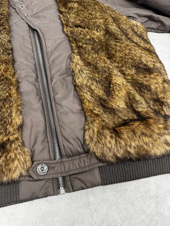 2000s Diesel Brown Faux Fur Cozy Jacket - Image 9