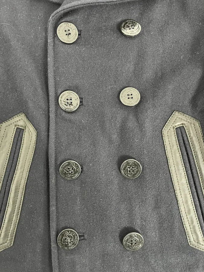 2000s Diesel Double Breasted Navy Wool Caban Jacket - Image 11