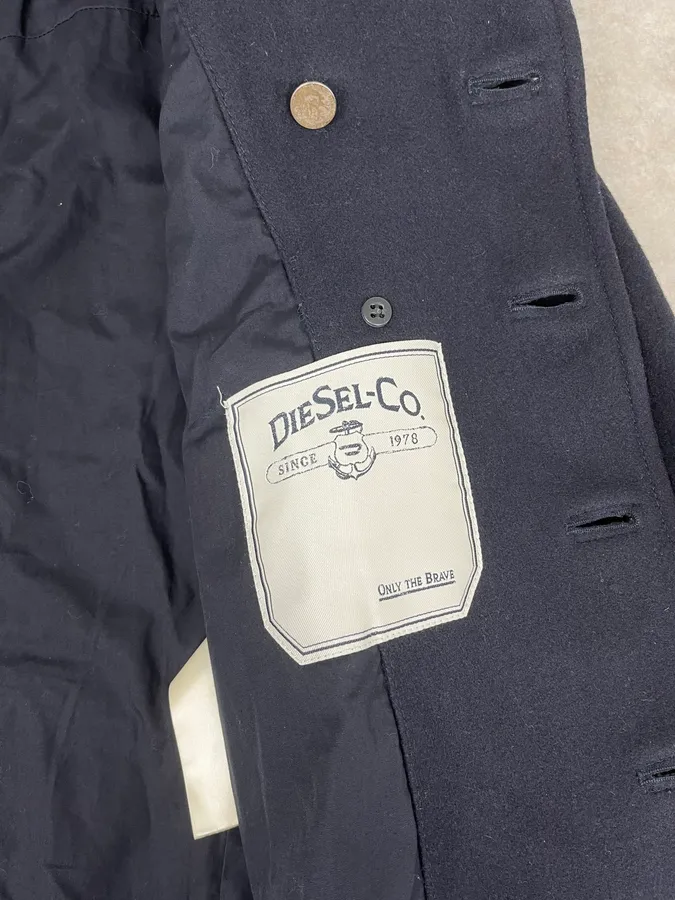2000s Diesel Double Breasted Navy Wool Caban Jacket - Image 12