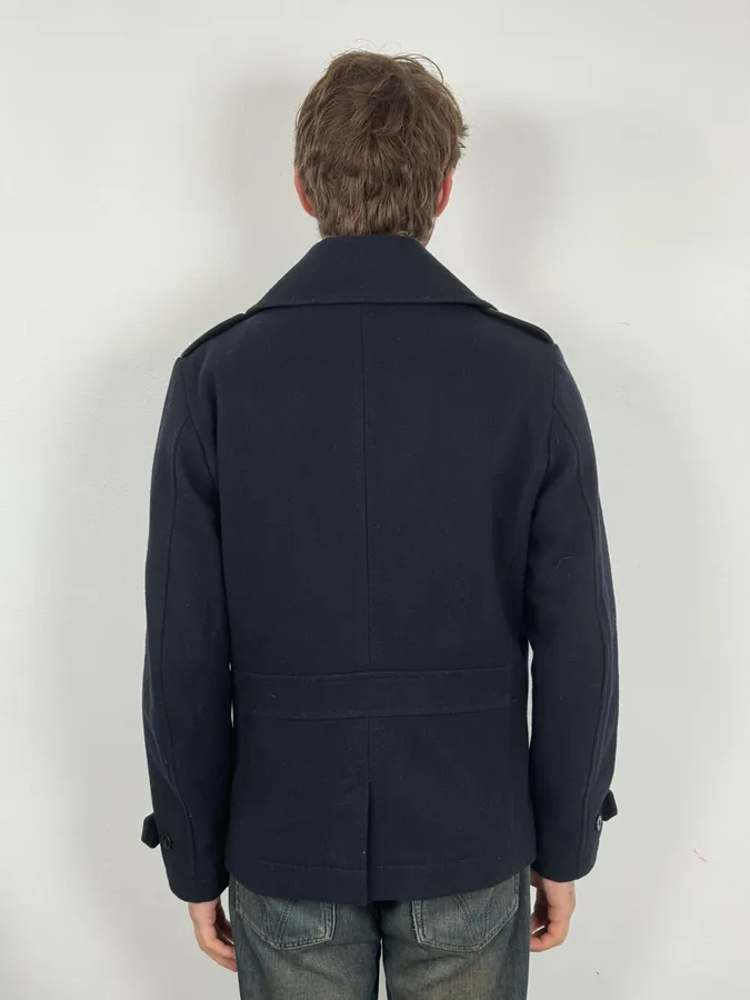 2000s Diesel Double Breasted Navy Wool Caban Jacket - Image 3