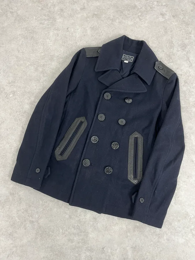 2000s Diesel Double Breasted Navy Wool Caban Jacket - Image 4