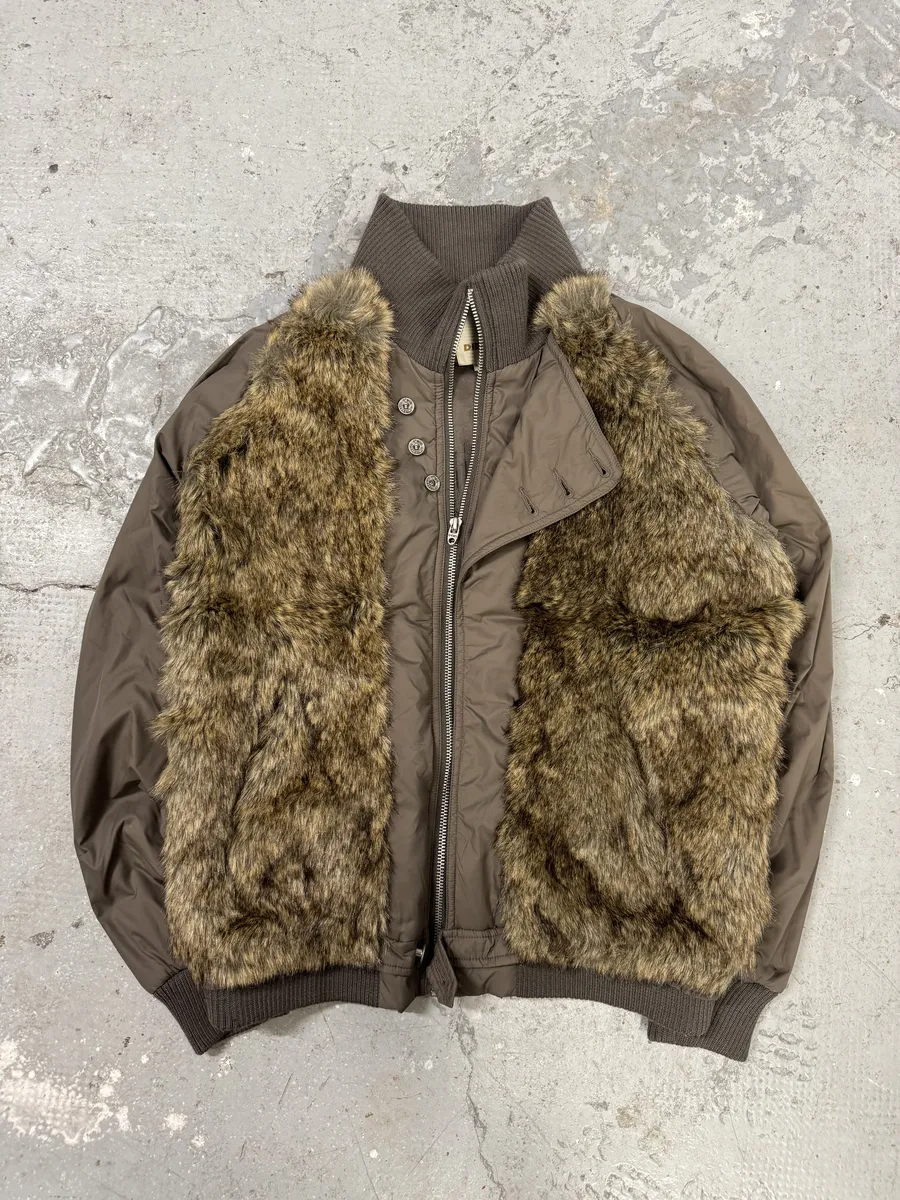 2000s Diesel Fur Brown Bomber Jacket - Image 11