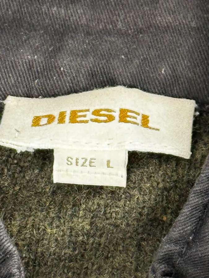 2000s Diesel Green Avant-Garde Buttoned Wool Sweater - Image 12