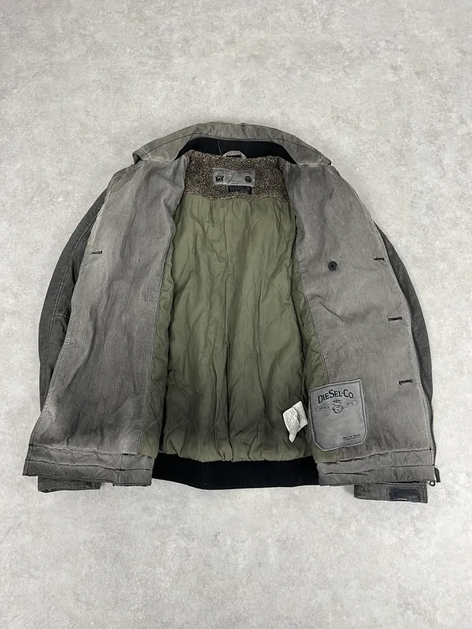 2000s Diesel Grey Asymmetrical Caban Jacket - Image 10