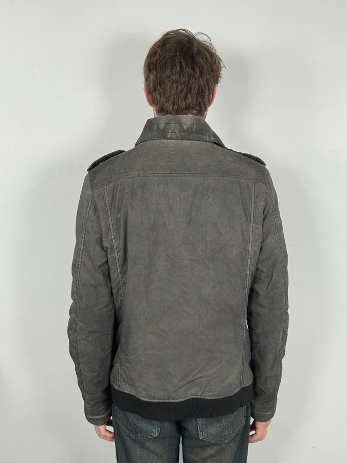 2000s Diesel Grey Asymmetrical Caban Jacket - Image 3