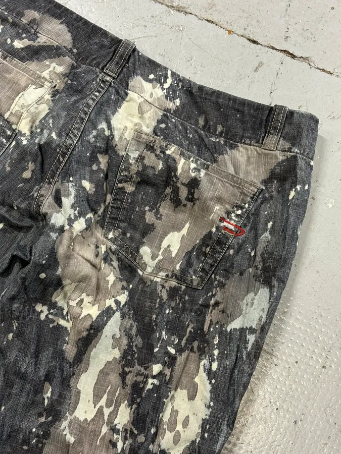 2000s Diesel Grey Denim Tie-Dye Jeans - Image 8