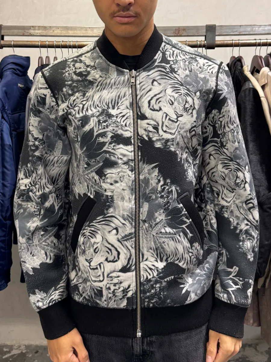 2000s Diesel Grey Tiger Bomber Jacket