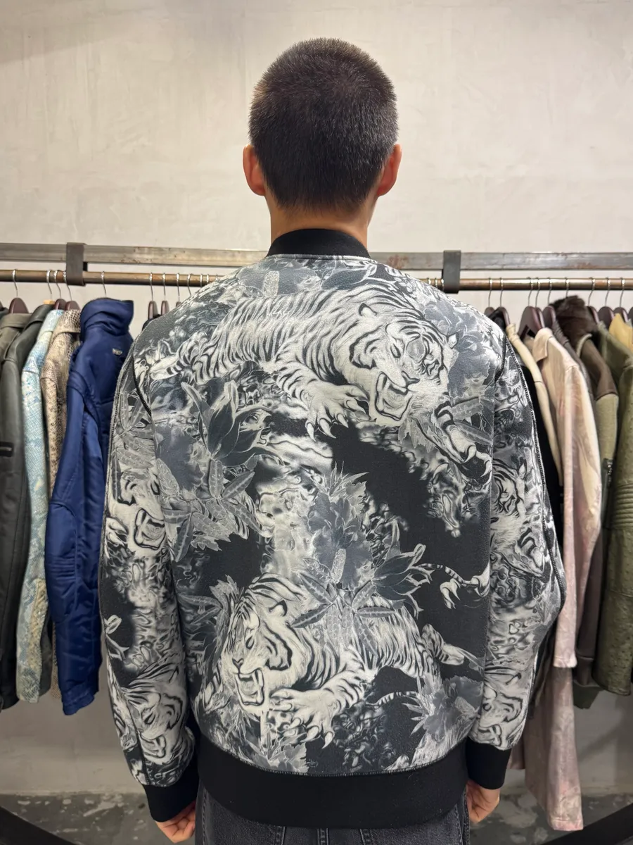 2000s Diesel Grey Tiger Bomber Jacket - Image 2