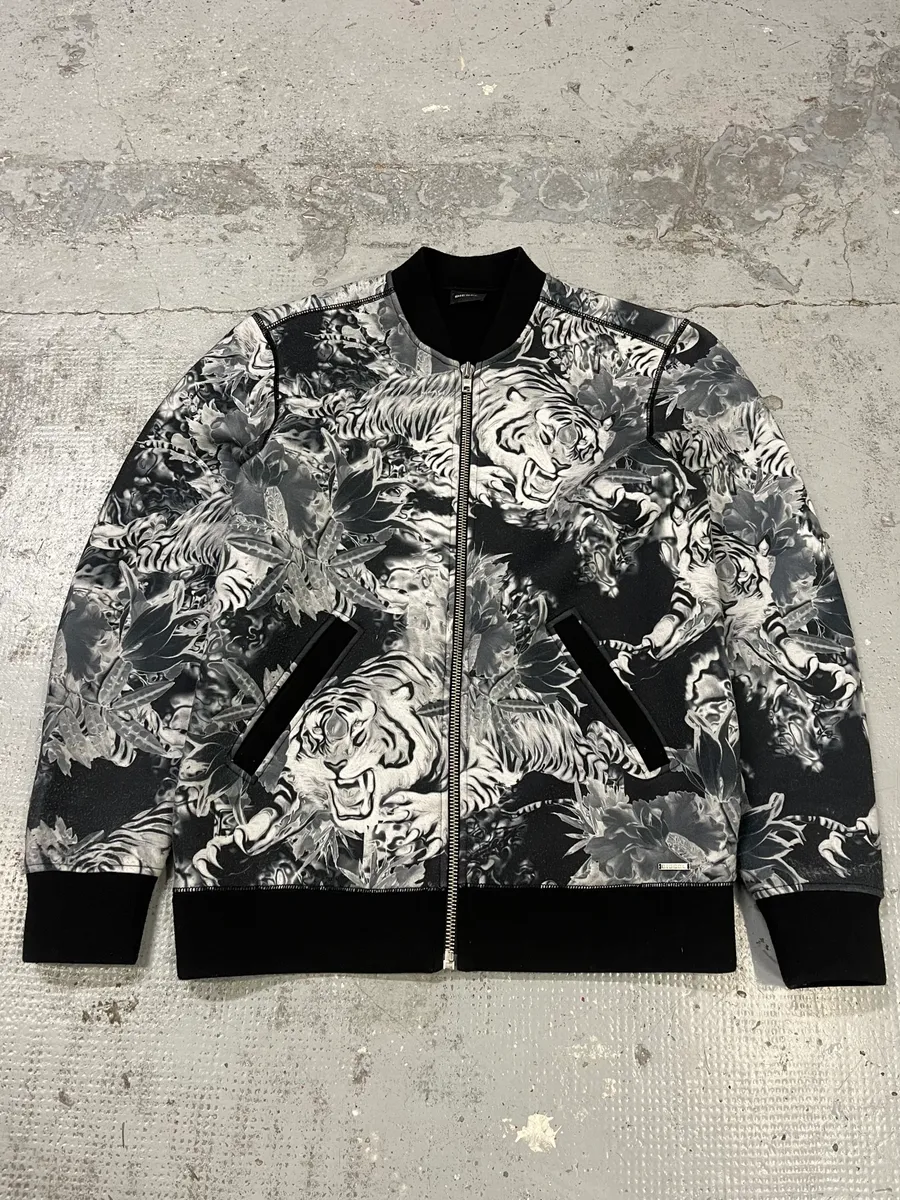 2000s Diesel Grey Tiger Bomber Jacket - Image 3