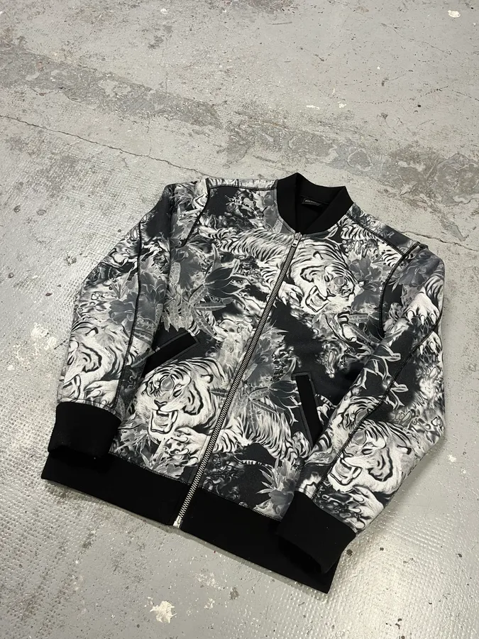 2000s Diesel Grey Tiger Bomber Jacket - Image 4