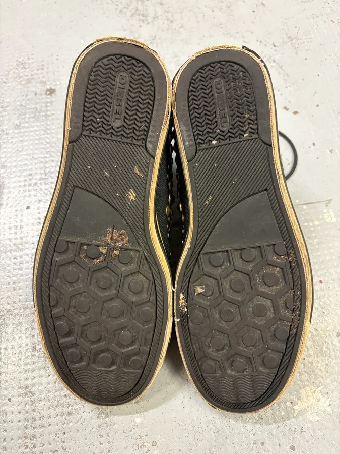 2000s Diesel Navy Denim Studded High Sneakers - Image 8
