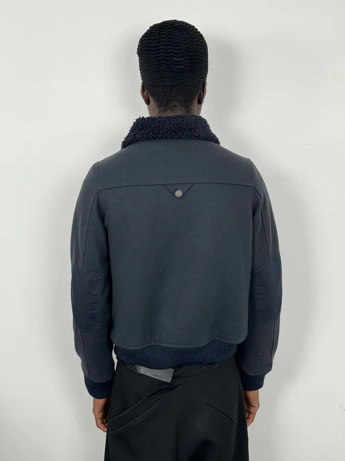 2000s Diesel Navy Wool Bomber Jacket - Image 3