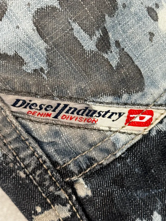 2000s Diesel Rust Splash Paint Blue Pants - Image 13