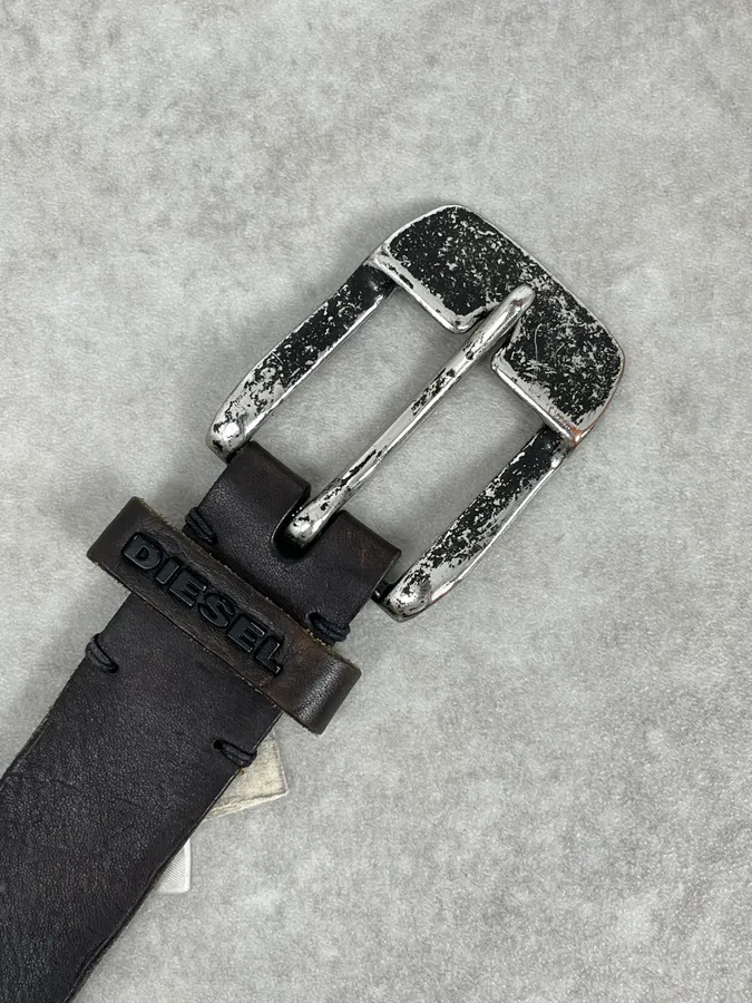2000s Diesel Studded Black Leather Belt - Image 4