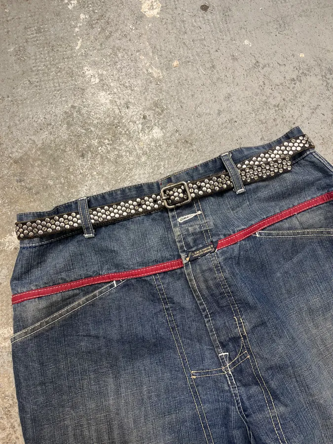 2000s Diesel Studded Black Leather Belt - Image 3
