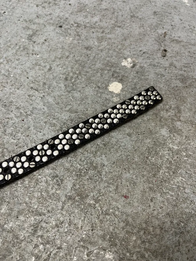 2000s Diesel Studded Black Leather Belt - Image 7