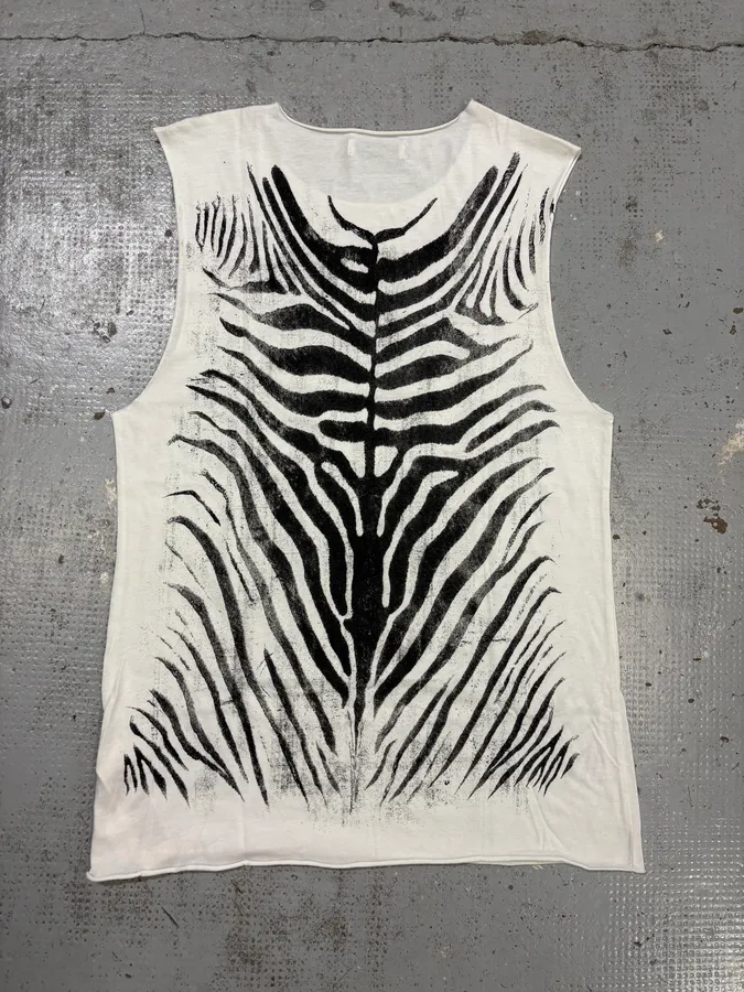 2000s Diesel White & Black Zebra Tank Top - Image 2
