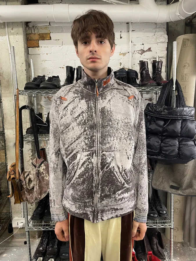 2000s Diesel White & Brown Washed Sweater - Image 4
