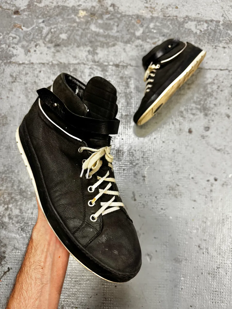 2000s Dior Homme Black Leather High Top Sneakers