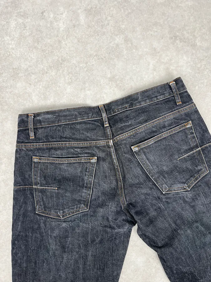 2000s Dior Navy Faded Straight Denim Jeans - Image 8