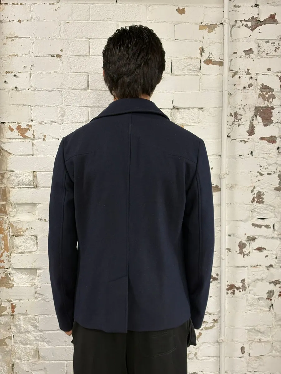 2000s Dior Navy Wool Classy Light Pea Coat - Image 4