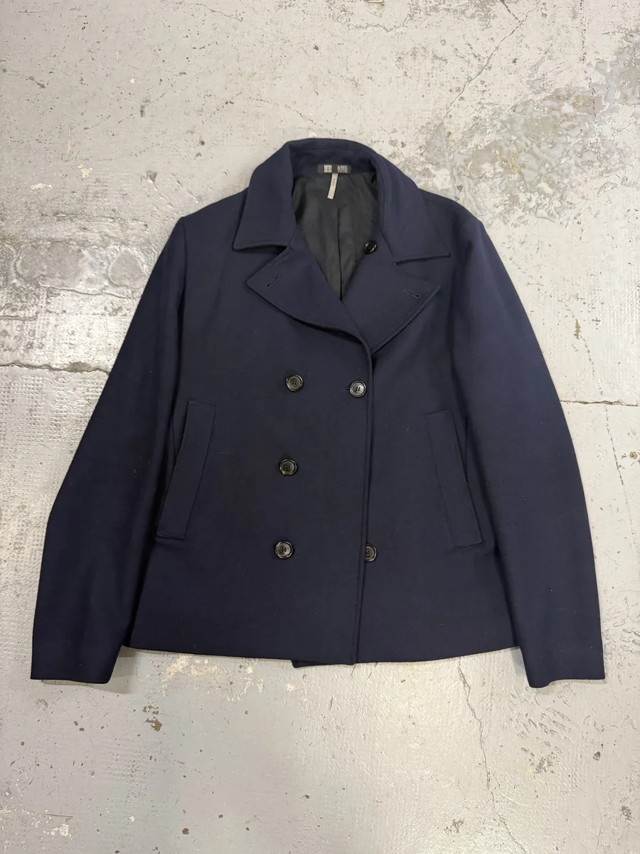 2000s Dior Navy Wool Classy Light Pea Coat - Image 5