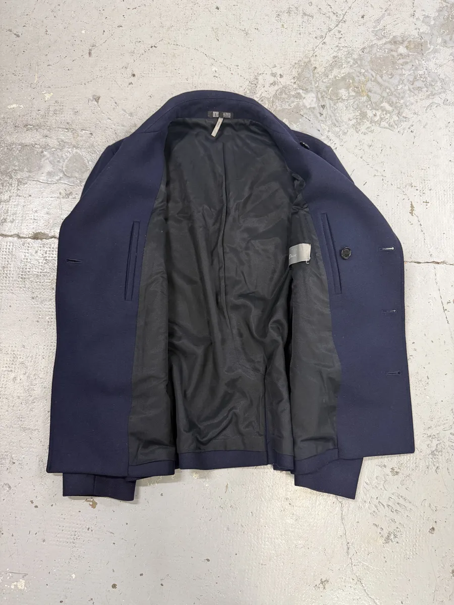 2000s Dior Navy Wool Classy Light Pea Coat - Image 8
