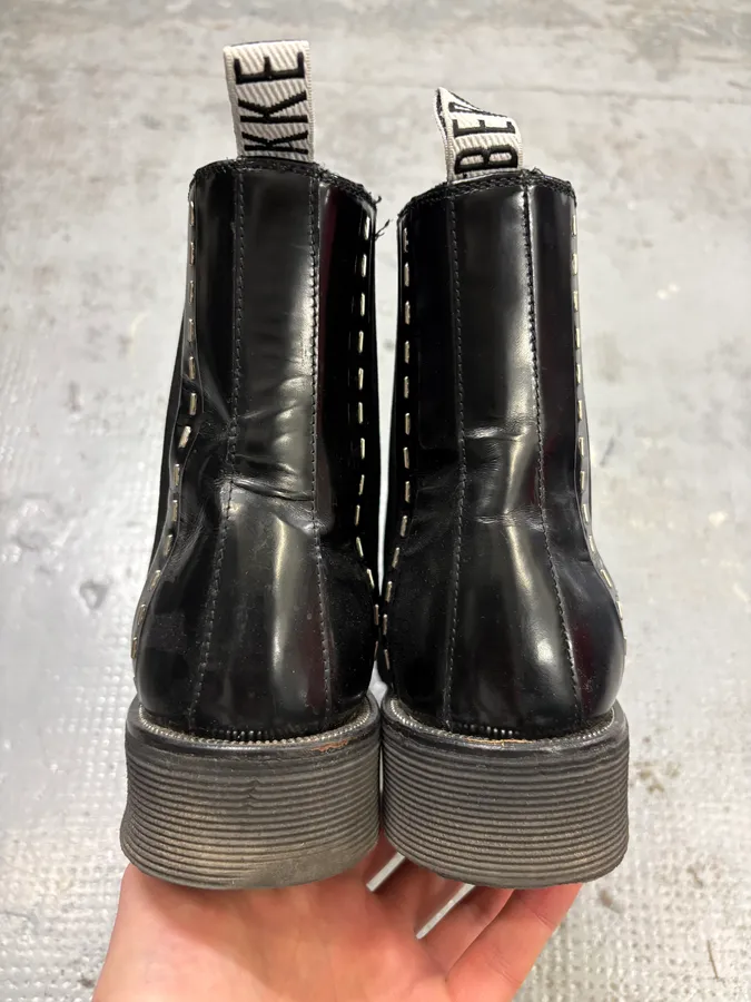 2000s Dirk Bikkembergs Black Leather Ankle Boots - Image 6