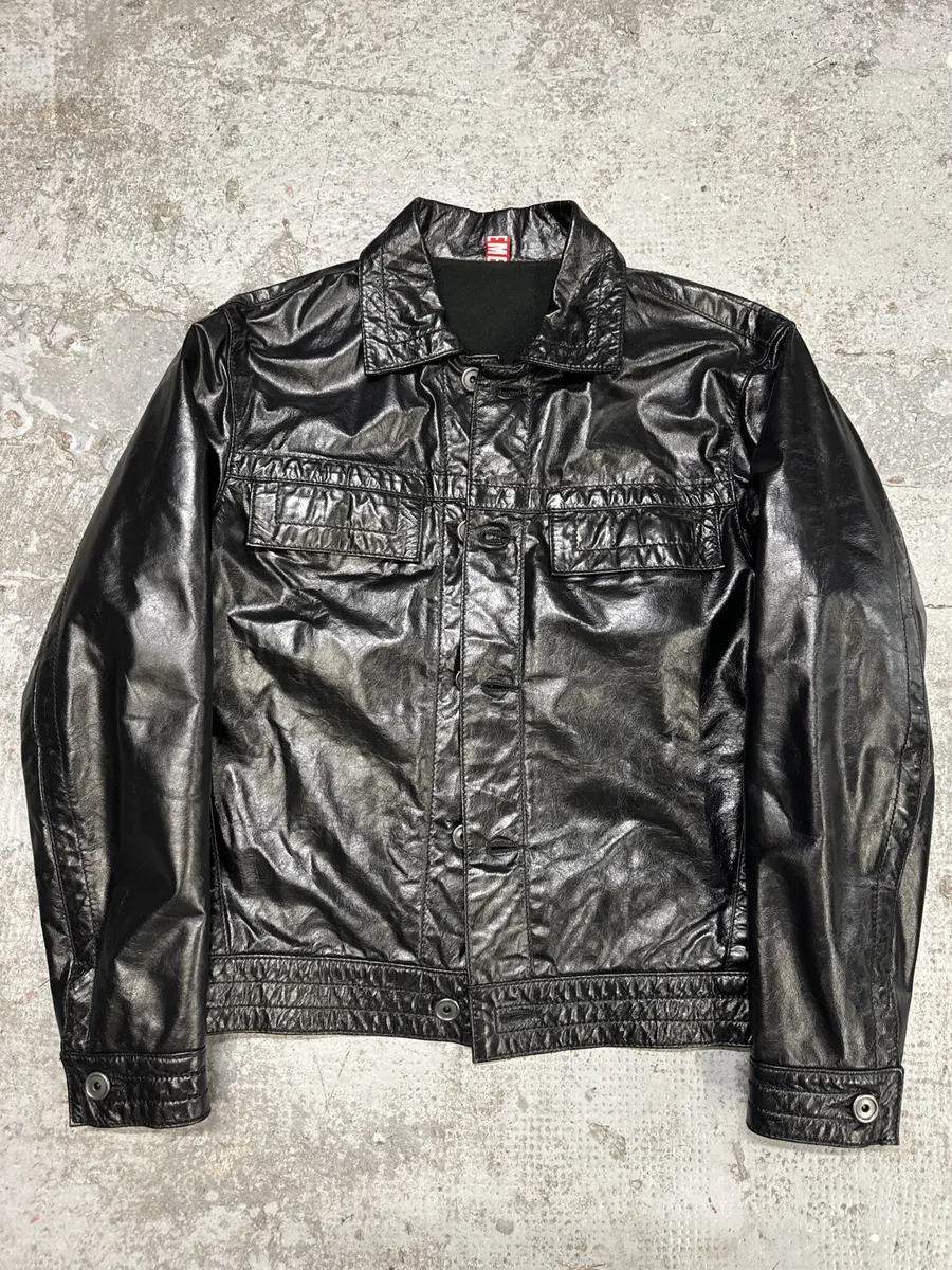 2000s Dirk Bikkembergs Black Leather Jacket