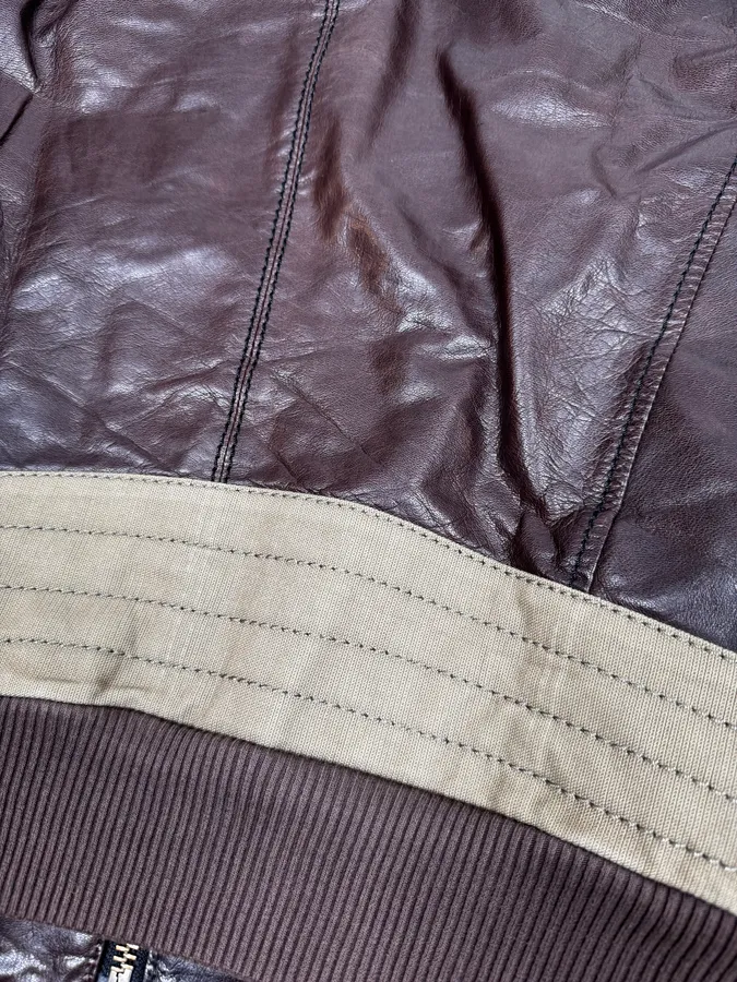 2000s Dirk Bikkembergs Brown Military Leather Jacket - Image 7