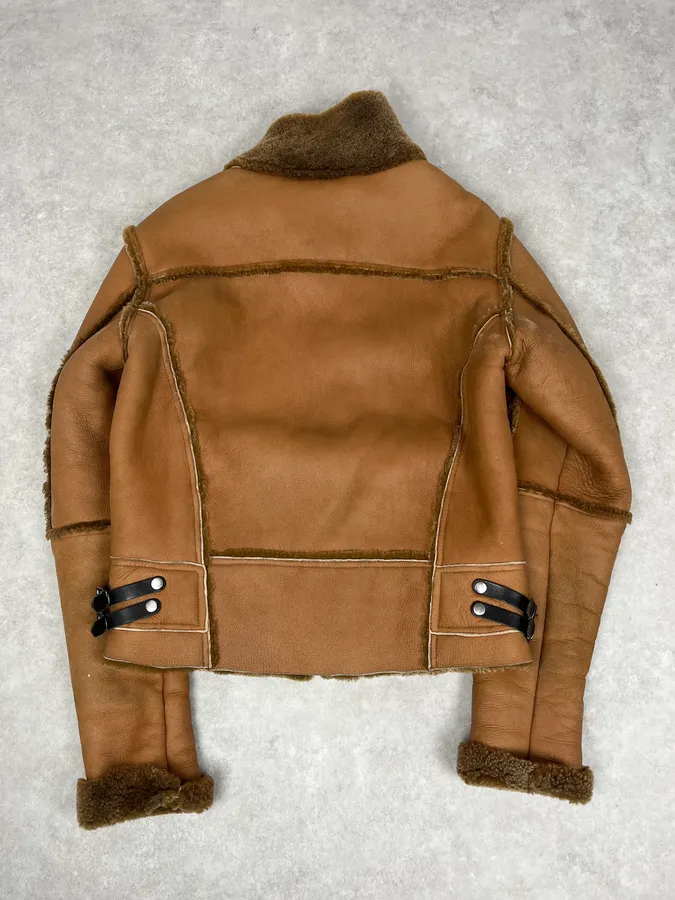 2000s Dirk Bikkembergs Brown Shearling Leather Jacket - Image 5