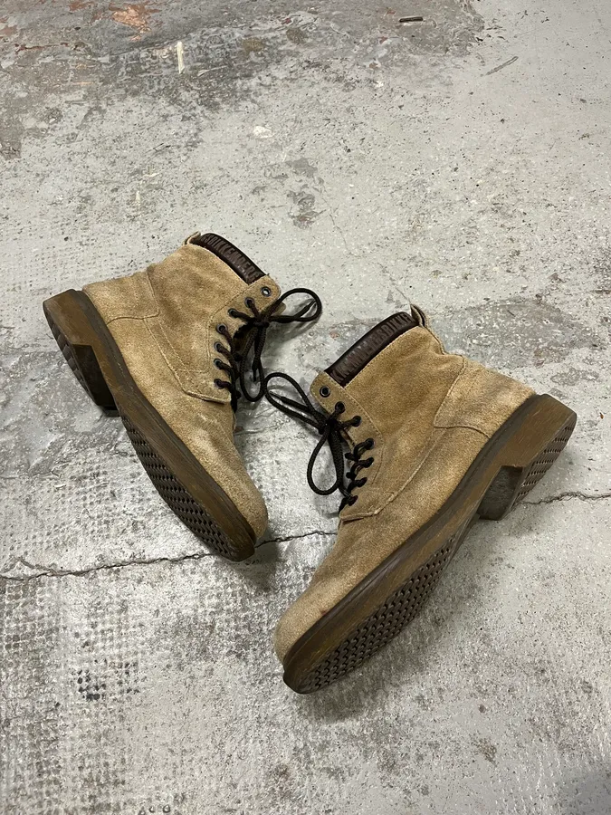 2000s Dirk Bikkembergs Brown Suede Leather Combat Boots - Image 3