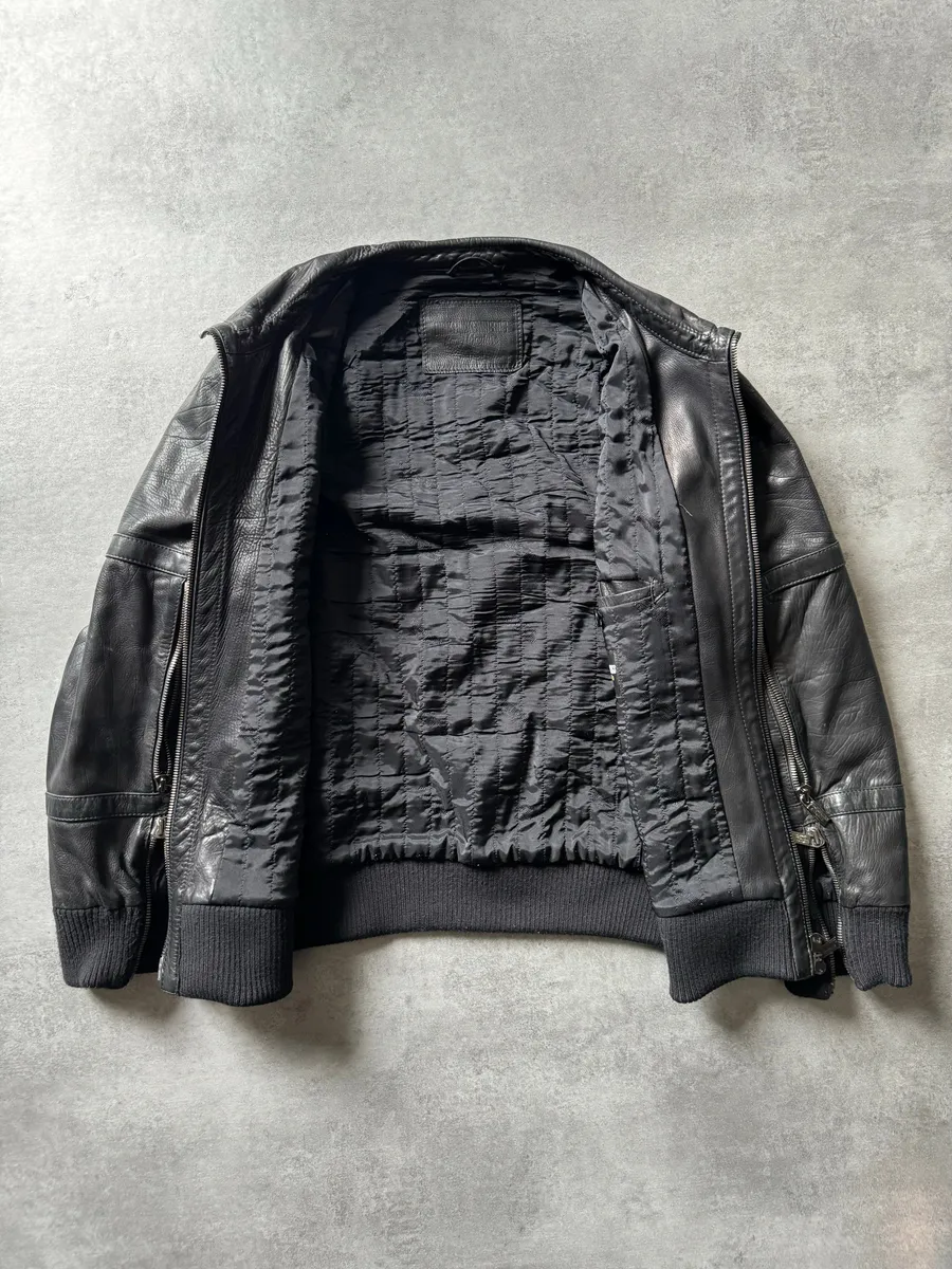 2000s Dirk Bikkembergs Multi Zips Biker Black Leather Jacket - Image 4