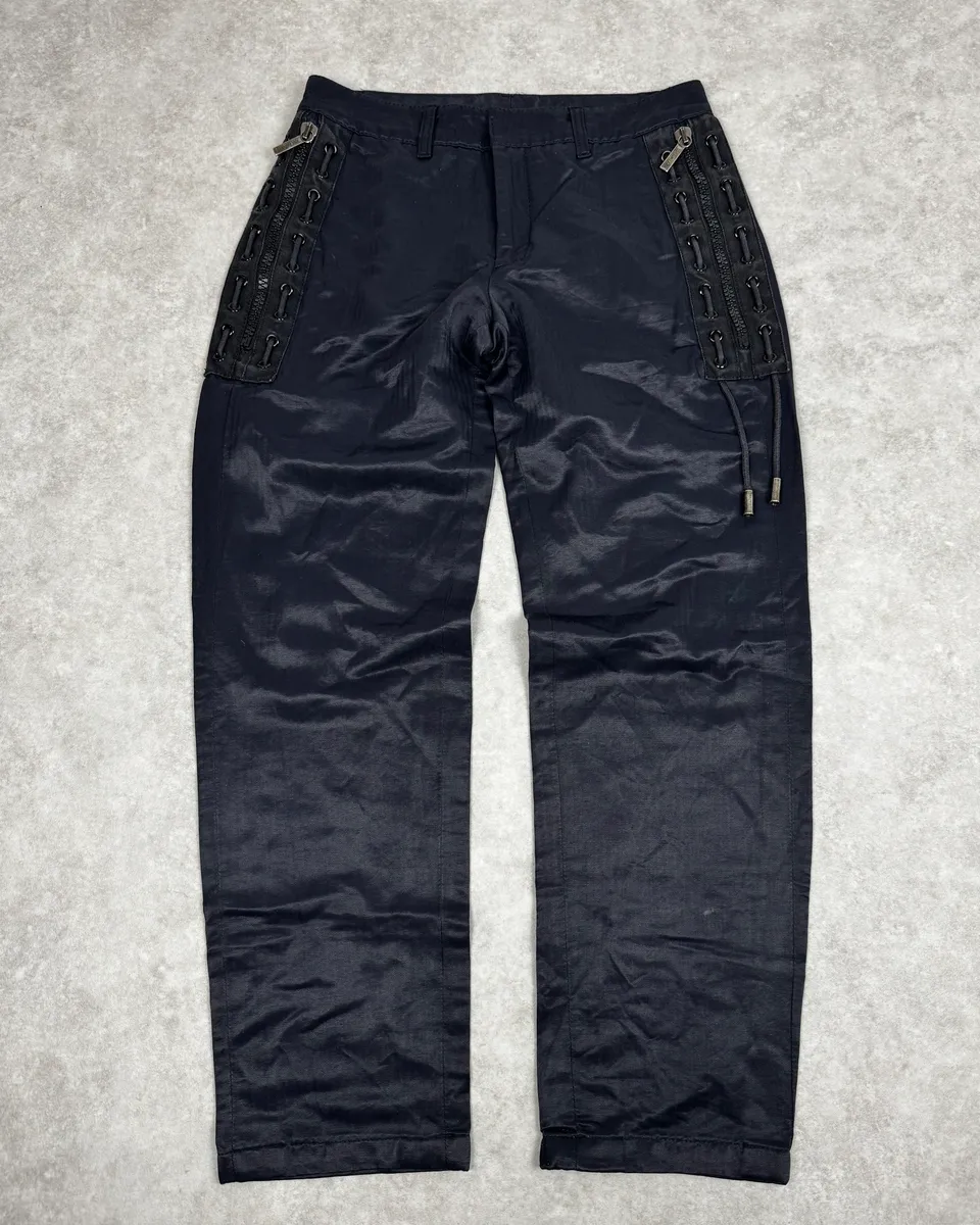 2000s Dirk Bikkembergs Navy Laced Contemporary Pants