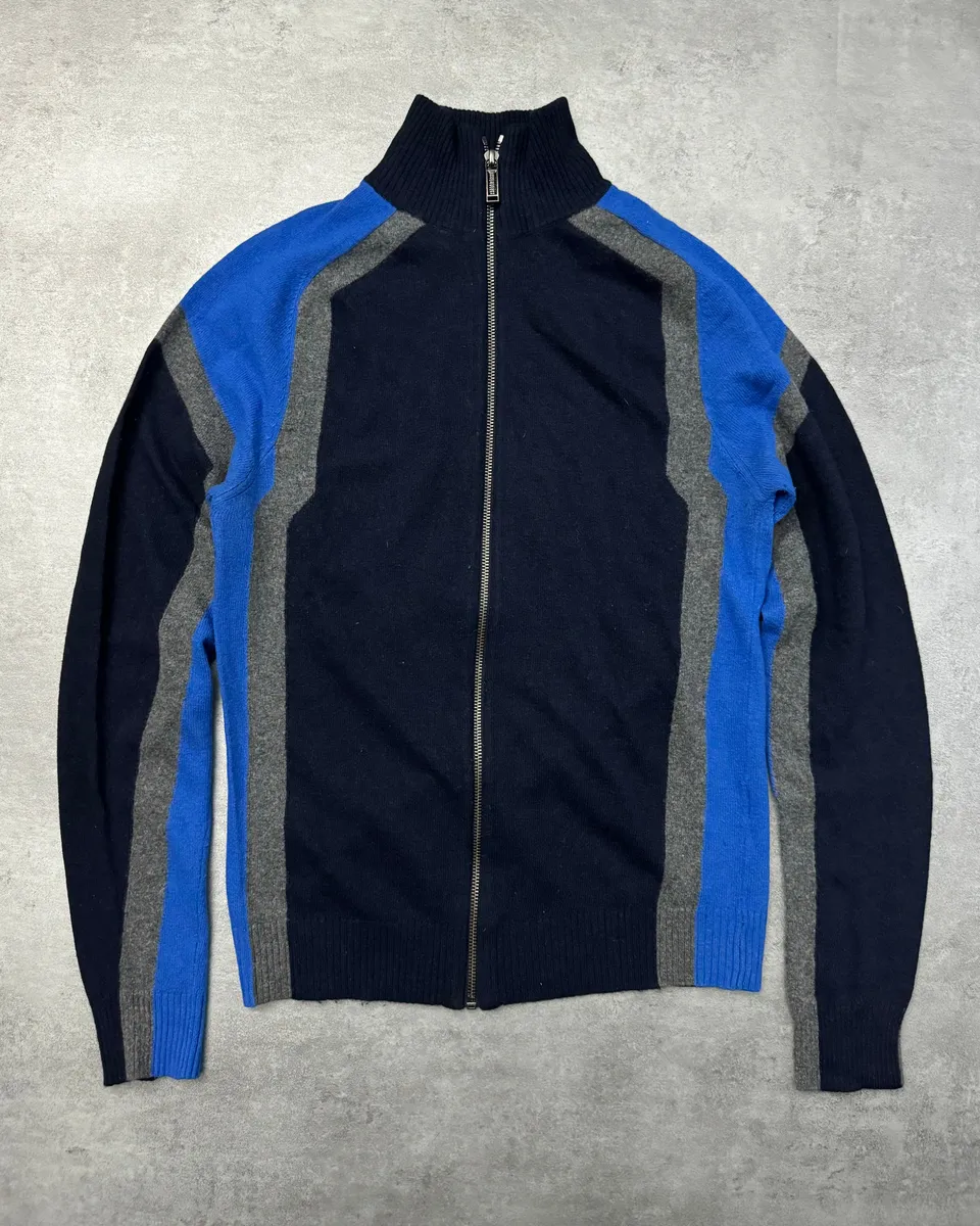 2000s Dirk Bikkembergs Structural Klein Wool Zip-up Sweater