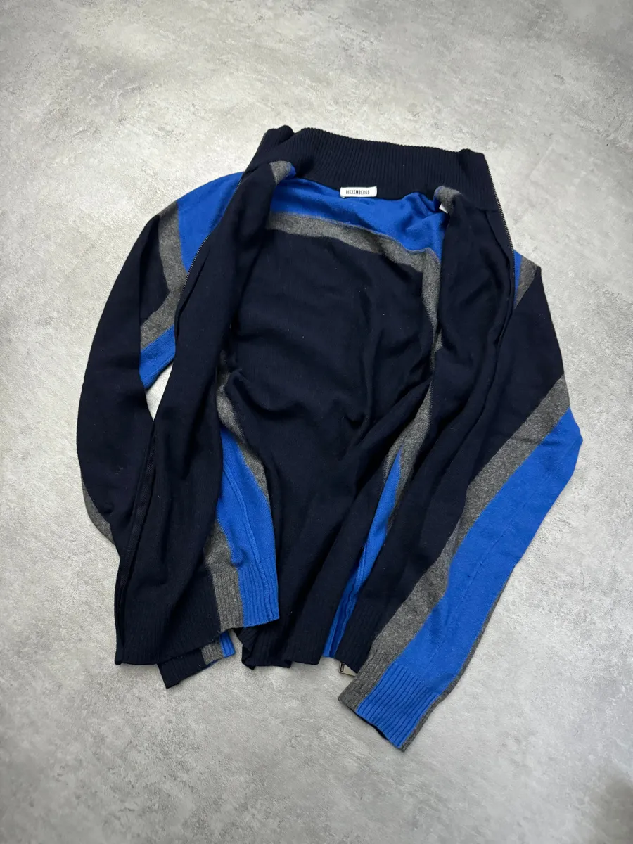 2000s Dirk Bikkembergs Structural Klein Wool Zip-up Sweater - Image 3