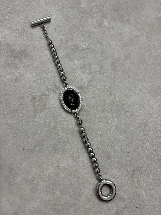 2000s Dolce & Gabanna Cameo Beaded Anchor Chain Bracelet - Image 5