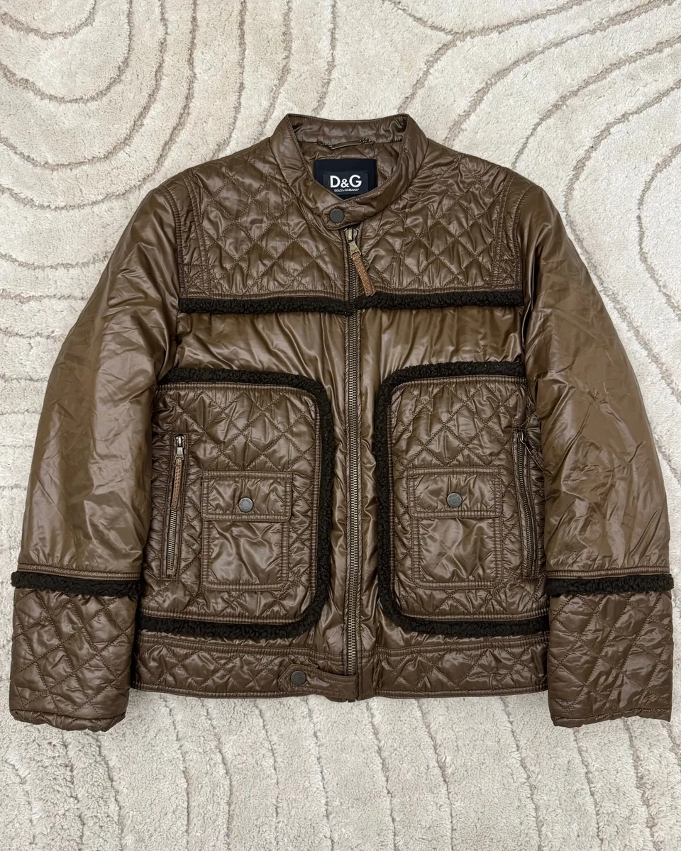 2000s Dolce & Gabbana Agent Brown Light Bomber Jacket
