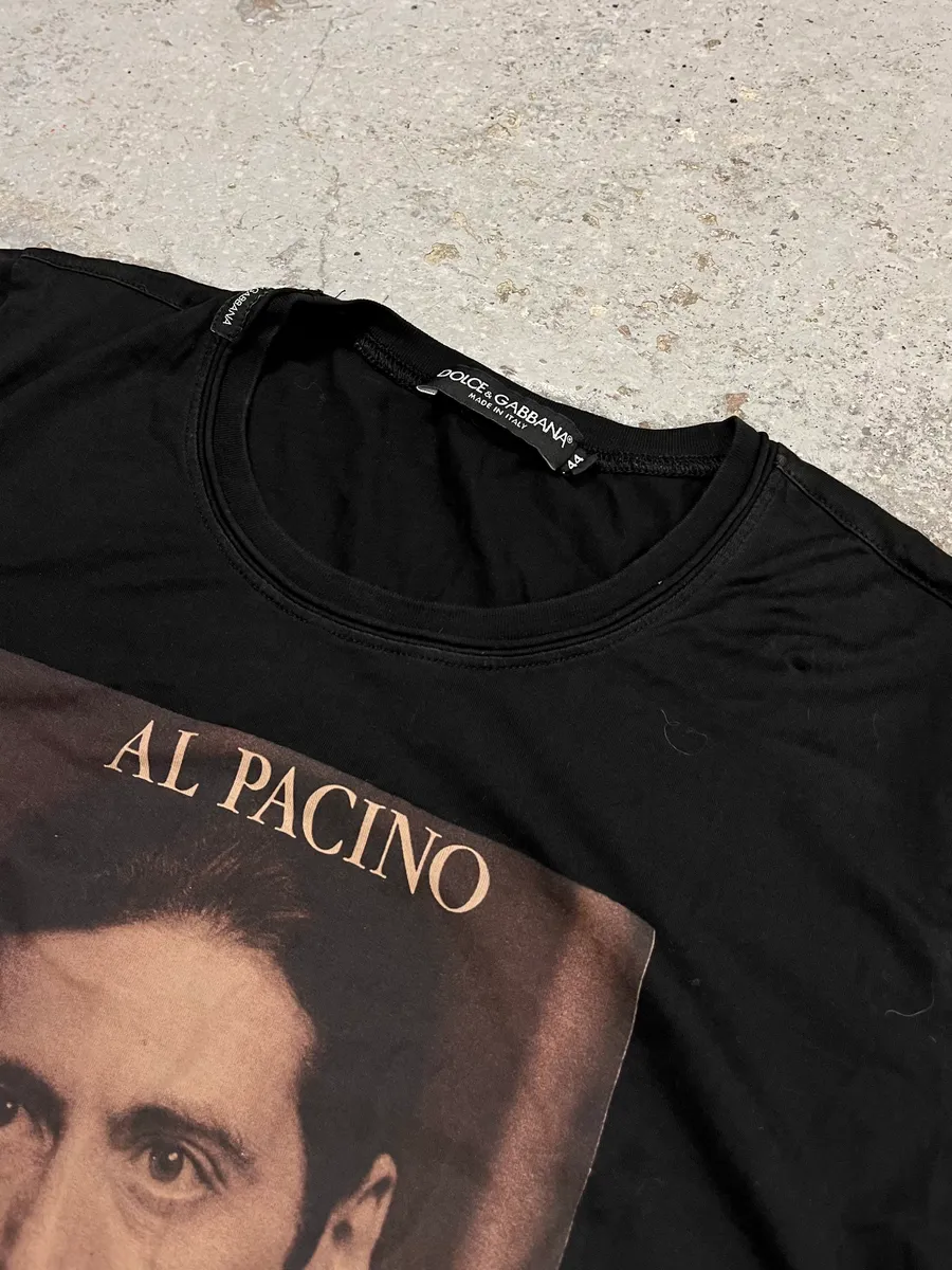 2000s Dolce & Gabbana Al Pacino Graphic Print Black Cotton T-Shirt - Image 5