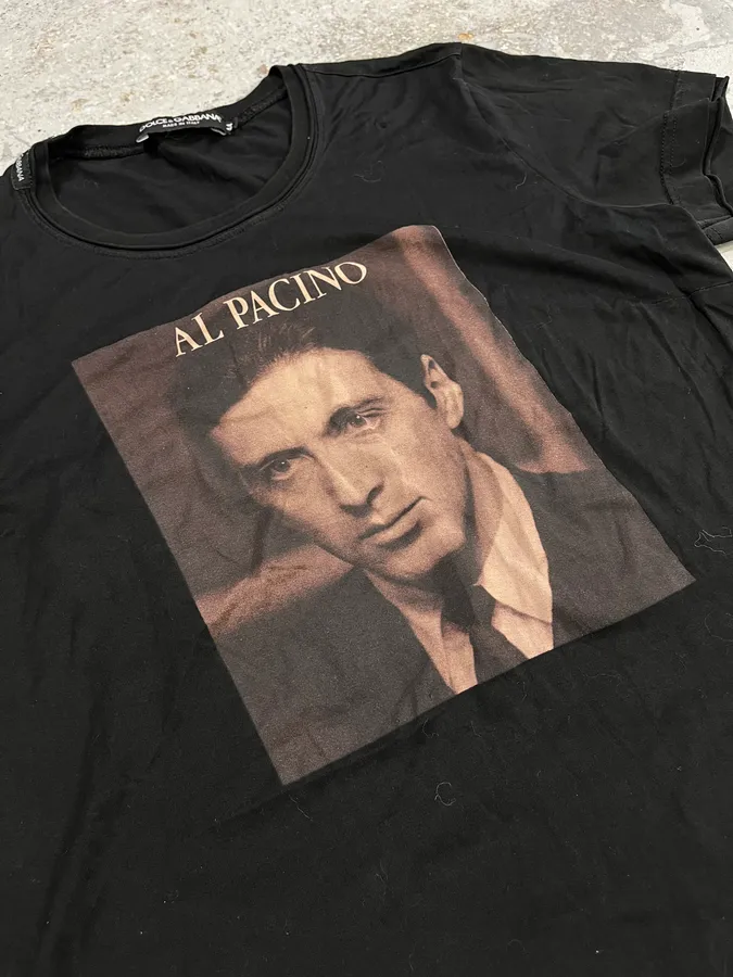 2000s Dolce & Gabbana Al Pacino Graphic Print Black Cotton T-Shirt - Image 6