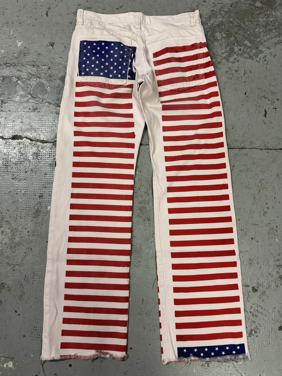 2000s Dolce & Gabbana American Flag White Denim Jeans - Image 5