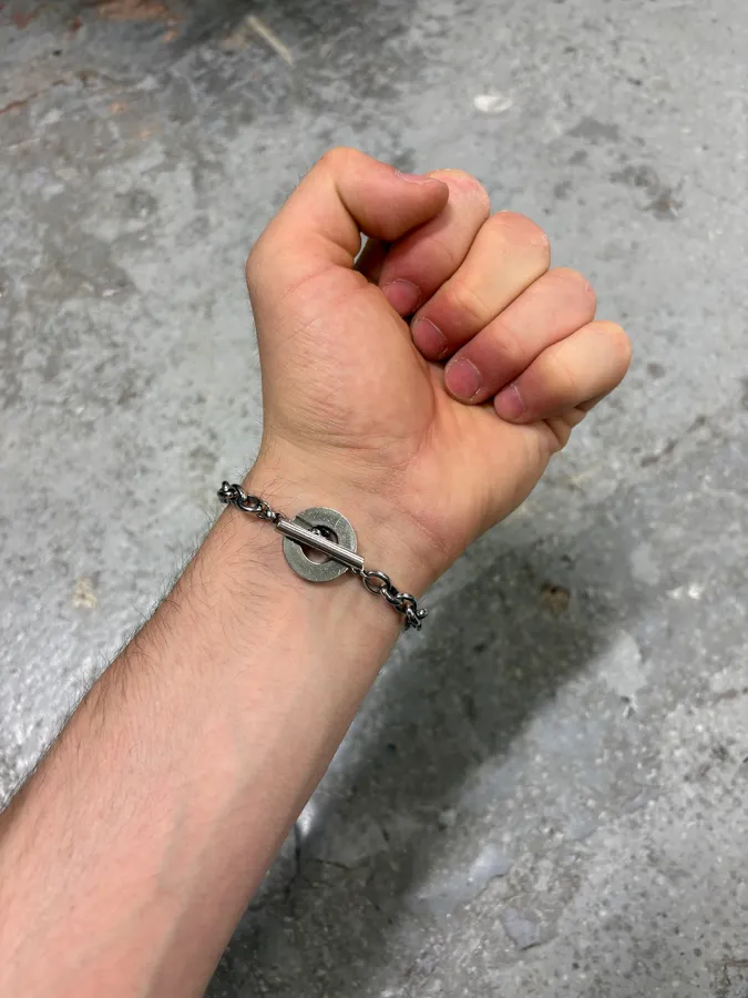 2000s Dolce & Gabbana Anchor Chain Silver Steel Bracelet - Image 3