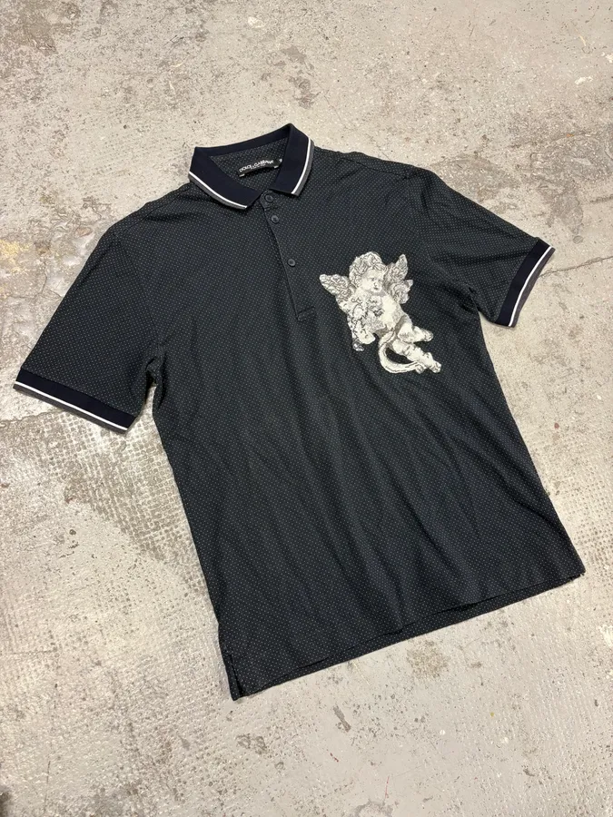 2000s Dolce & Gabbana Angel Navy Polo - Image 2