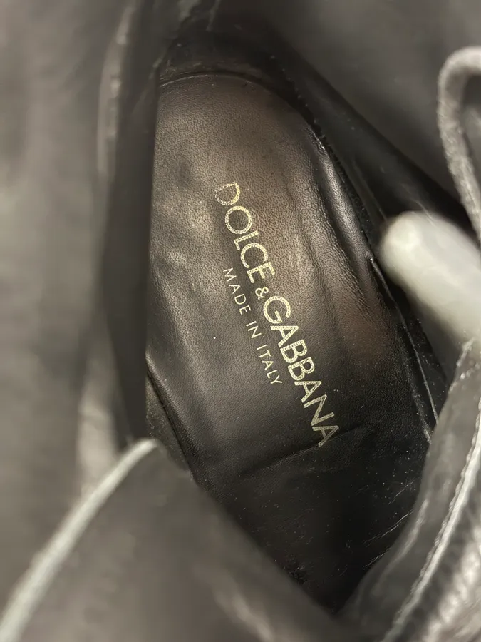 2000s Dolce & Gabbana Army Lace-Up Black Leather Boots - Image 10