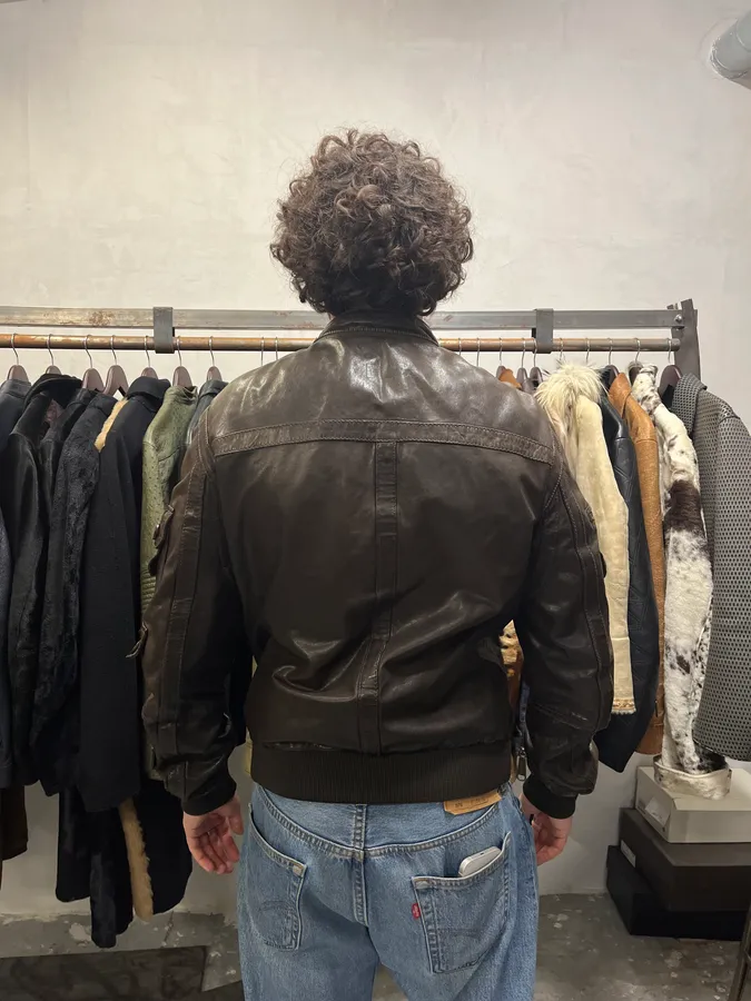 2000s Dolce & Gabbana Army Multi-Pocket Brown Leather Jacket - Image 9